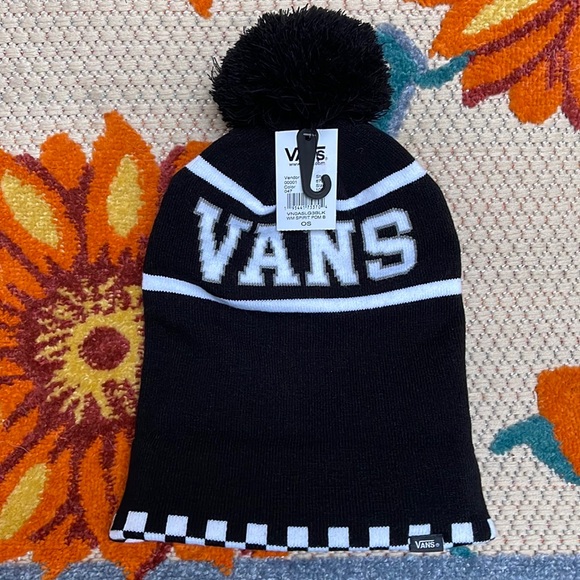 Vans WM Spirit Pom Black Checker Beanie Skateboarding Hat Women Men VN0A5LG3BLK - Picture 13 of 16